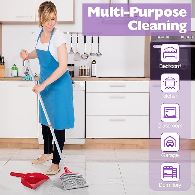 5 Pcs Broom and Dustpan Set, 54 Inch Indoor Angle Broom | Kitchen Cleaning - Image 6