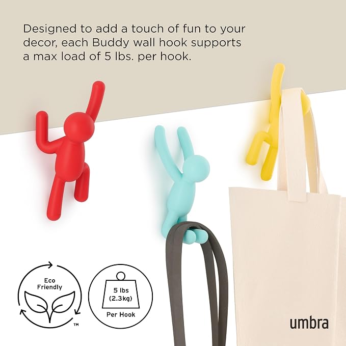 Umbra Buddy Wall Hooks, Wall Mount Coat Hooks - Image 5