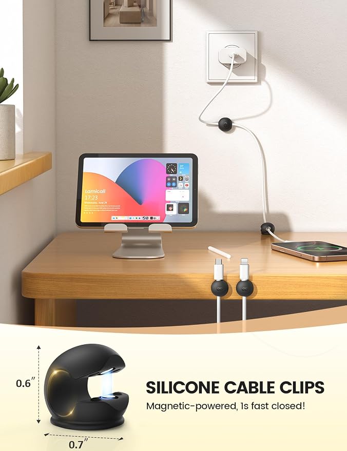 Lamicall 12 Pack Magnetic Cord Organizer, Silicone Mini Cable Clips | Desk - Image 2