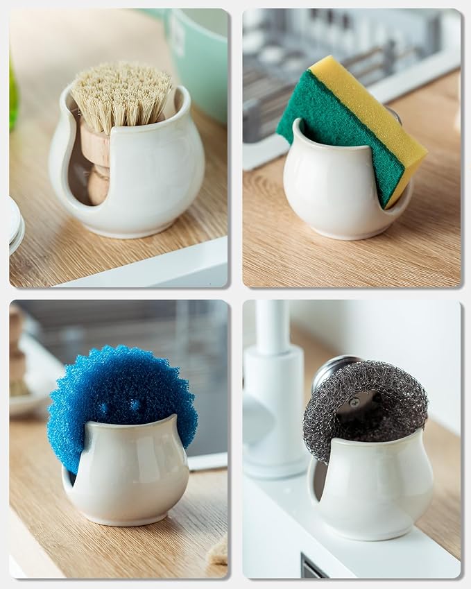 Zoeeker Sponge Holder for Kitchen Sink, Ceramic Dish Sponge Caddy - Image 5