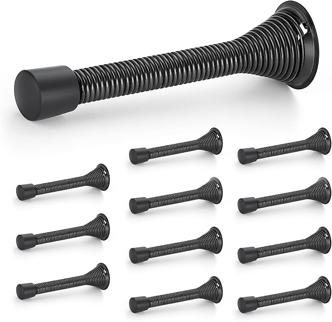 Ravinte Door Stoppers, 12 Pack Black Spring Door Stops by Ravinte