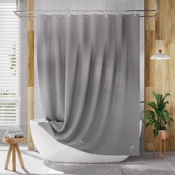 AmazerBath Shower Curtain Liner, 72x78 Grey Shower Curtain Liner, Cute Plastic - Image 7