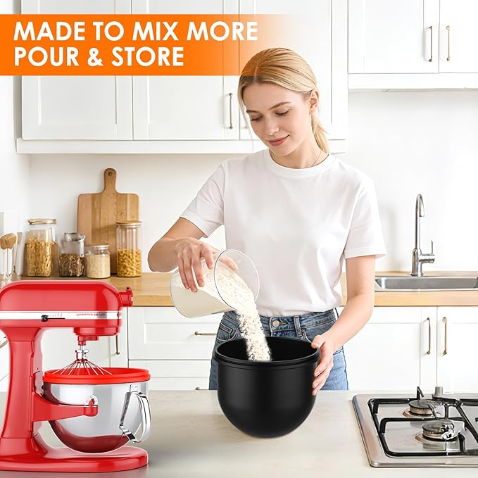 Omoiyari Premium Morandi Colors 3-Pack Silicone Bowl Liners with Lids for KitchenAid 7-Qt Bowl-Lift (Only), 2mm Extra-Thick Silicone, Odour-Free,Air Valves for Dough Proofing,Dishwasher Safe, BPA Free