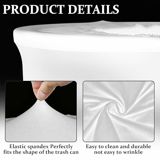 Tanlade 32 Gallon Stretch Trash Can Spandex Cover Outdoor Waste Garbage Can Spandex Covers for Indoor Kitchen Outdoor Round Waste Container Bin, Without Trash Bin (White,4 Pcs)