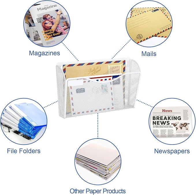 samstar 6 Pack Mesh Wall Mounted File Holder Metal Wall File Pocket Mail - Image 4
