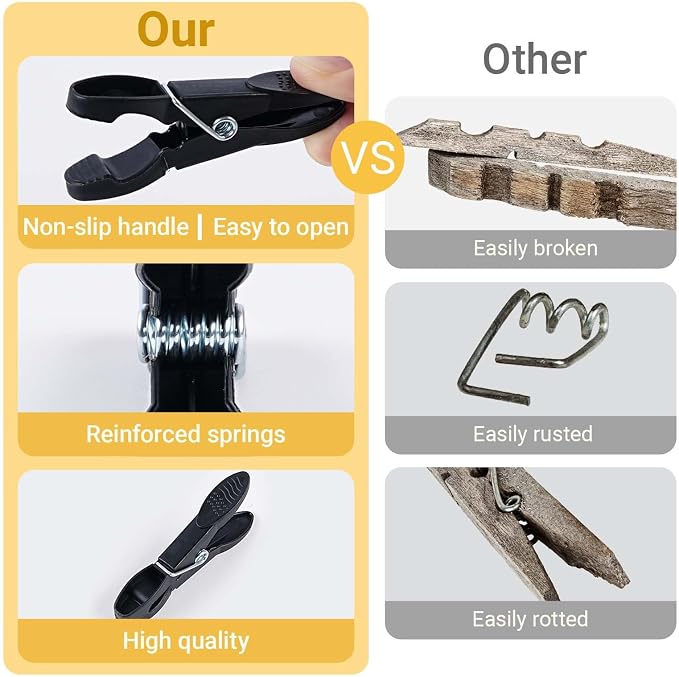 48 Pcs Black Plastic Clothes Pins - Image 4