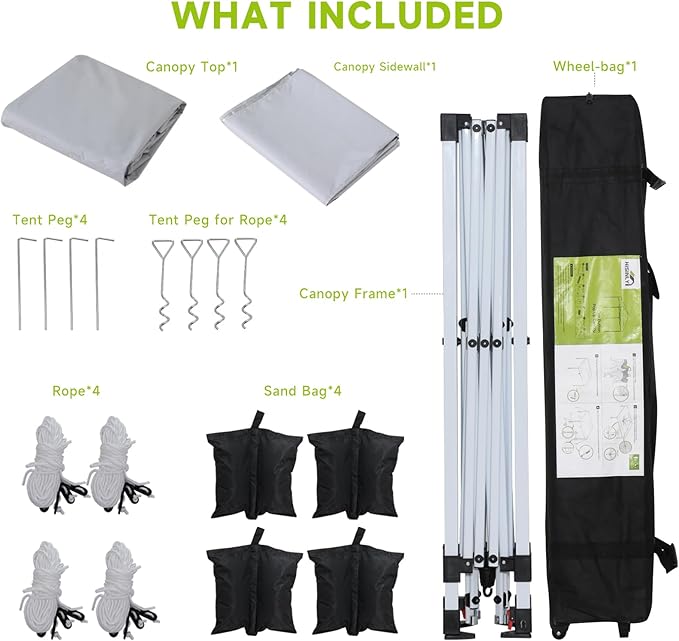 10x10 Pop Up Canopy Tent White Folding Shelter Heavy Duty Waterproof Vented Roof 3 Removable Sidewalls Quick Setup for Outdoor Patio Event Market