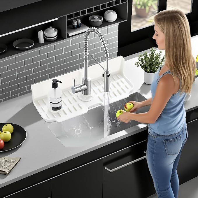 Silicone Kitchen Countertop & Sink Splash Guard, Silicone Sink Faucet Drying Mat - Image 7