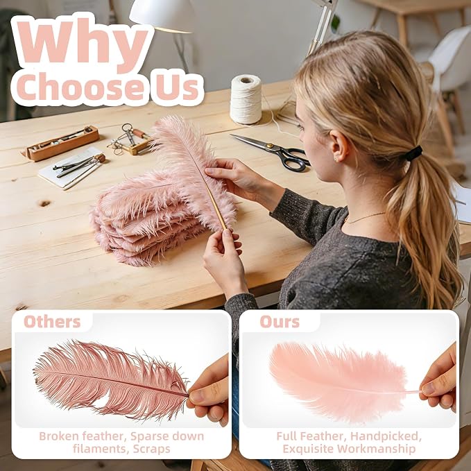 Pink Ostrich Feather Duster for Cleaning - Image 2