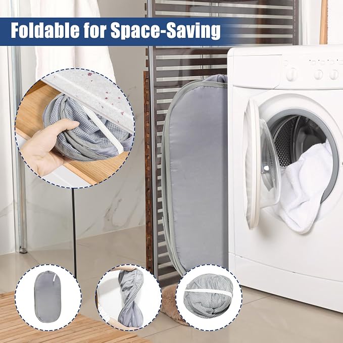 2 Pack Collapsible Laundry Baskets, Upgrade Pop Up Laundry Hamper - Image 4