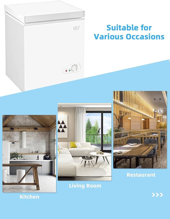 Chest Freezer 3.5 Cu.Ft Mini 7 Gears Temperature Control Compact Deep Freezer with Top Open Door and Removable Storage Basket White