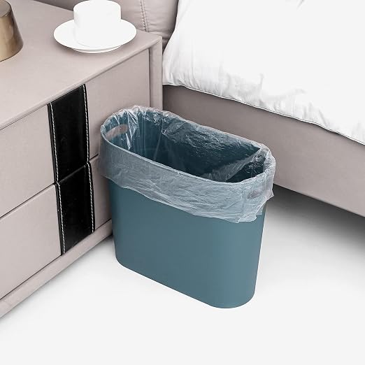 rejomiik Small Bathroom Trash Can, 3.5 Gallon Slim Garbage Can, Teal Blue | - Image 5