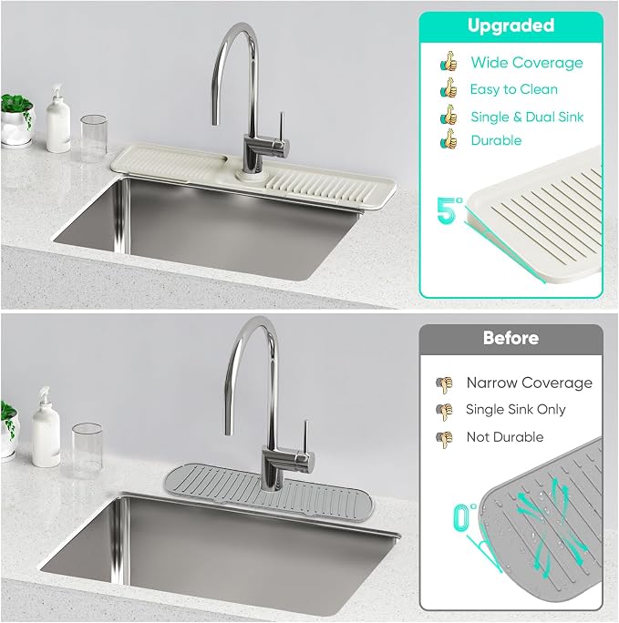 24'' Faucet Mat for Kitchen Sink Faucet Mat Kitchen Sink Splash Guard Silicone - Image 6