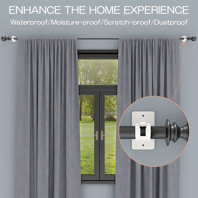 4PCS No Drill Curtain Brackets, Self-Adhesive Rod Holders, Universal Plastic - Image 6