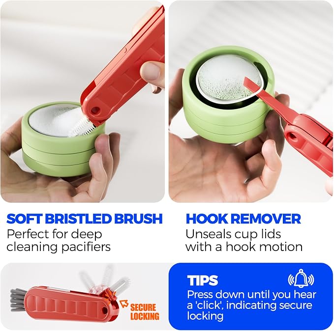 Holikme 6 Pack 4 in 1 Cup Lid Cleaning Brush 3 Straws Bottle Brush, Silicone - Image 4