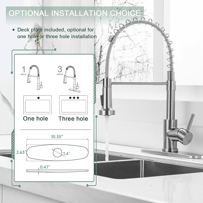 WEWE Brushed Nickel Kitchen Faucet - Image 6