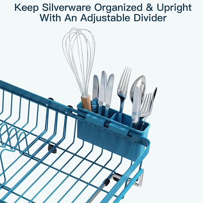 Blue Dish Drying Rack Over The Sink - Image 8