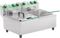 20L/21.2QT Commercial Deep Fryer with Timer Dual Tank Electric Countertop Fryer with Double Baskets and Lids, Temp Control, 3400W/110V Stainless Steel Large Deep Fryer for Restaurant Kitchen