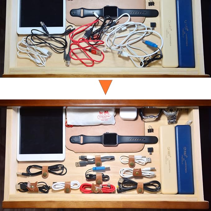 CAILLU Leather Cord Organizer, Cable Ties - Image 8