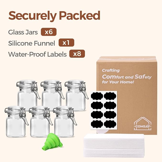 ComSaf Square Glass Spice Jars 4 oz 6 Pack - Image 8