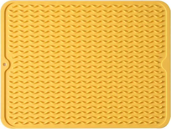 MicoYang Silicone Dish Drying Mat — Quick-Dry Ridges Counter & Sink Pad by MicoYang