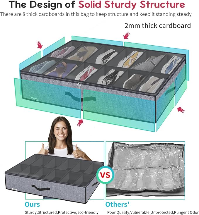 Onlyeasy Large Under Bed Shoe Organizer - Image 4