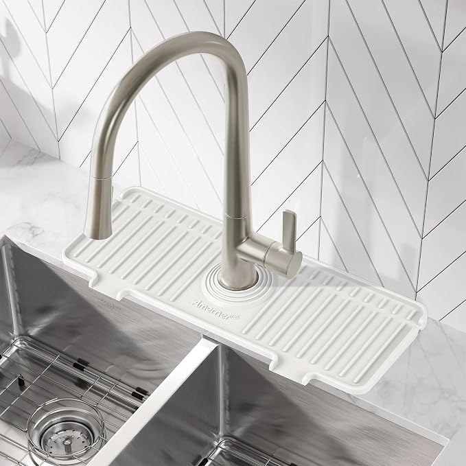 Amerner Kitchen Sink Splash Guard, Silicone Faucet Guard & Draining Mat - Image 8