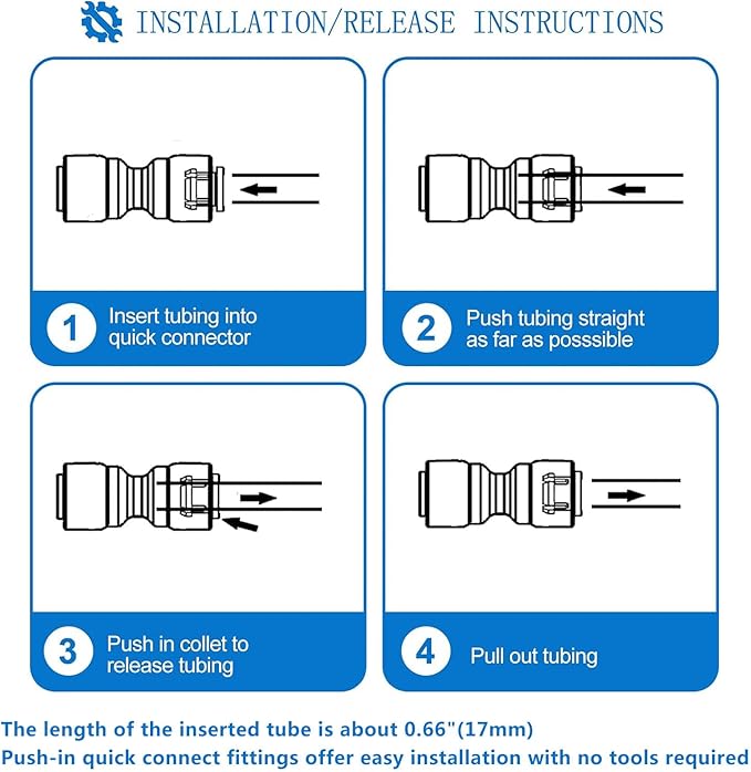 Ice Maker Water Line Kit - Food Grade Refrigerator/Fridge Water Line Kit,25FT 1/4In O.D.Water Line with Quick Fittings, for Adding a branch waterway on RO System