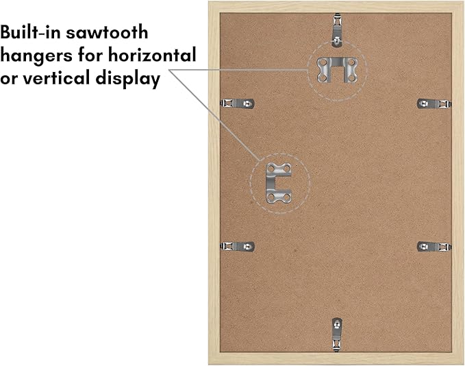 Americanflat 8x12 Picture Frame with Polished Plexiglass - Set of 5 - Use as 6x8 Frame with Mat or Display 8x12 Photo Without Mat - Galleria Collection - Picture Frames for Wall Display - Natural Oak
