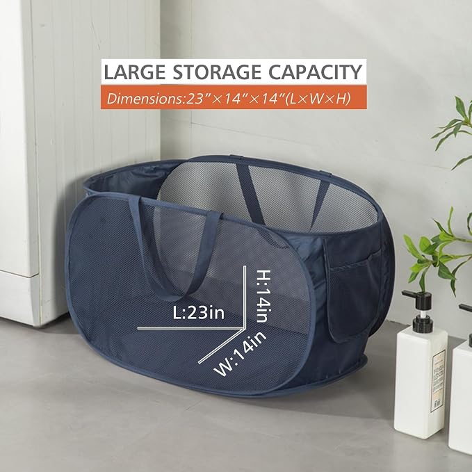 Sturdy Mesh Laundry Hamper Basket Bag, collapsible Pop up - Image 4