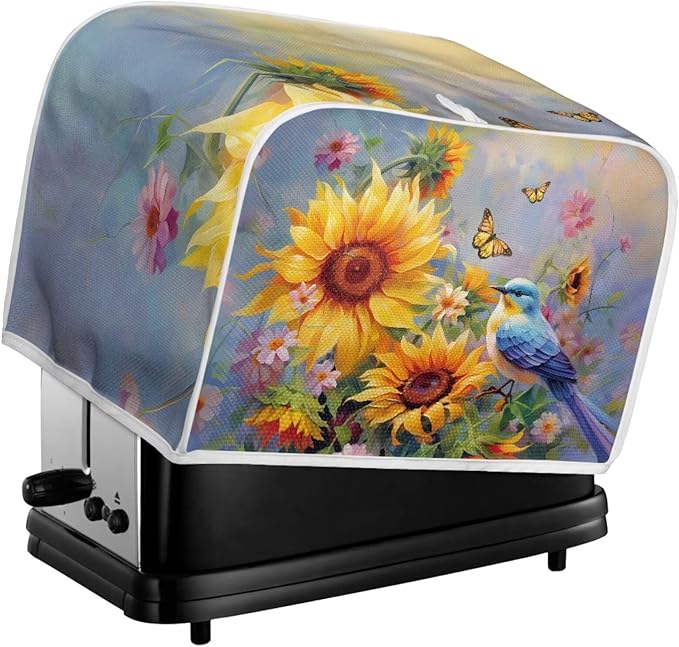 Hummingbird Sunflower Butterfly Print Toaster Cover 2 Slice Waterproof Toaster Dust Cover Appliance Dust-proof Protector