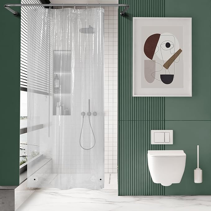 AmazerBath Small Shower Curtain Liner, 36x72 Stall Plastic Clear Shower Curtain by AmazerBath