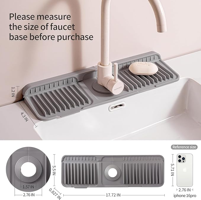 Folding Faucet Mat for Kitchen Sink Upgraded Premium Silicone Splash Guard - Image 7