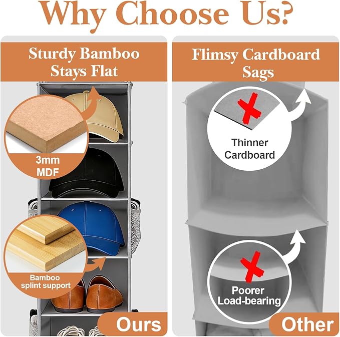 Hanging Shoe Organizer for Closet, 8-Shelf Hanging Storage - Image 5