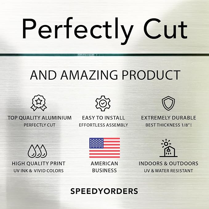 Custom Outdoor Aluminum Signs, Personalized Business Signs, Waterproof Silver Brushed Metal 14x10 In