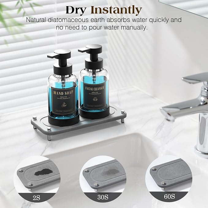 Luxspire 15oz Glass Foaming Soap Dispenser Set, 2 Pack | Anti-drip pump - Image 6