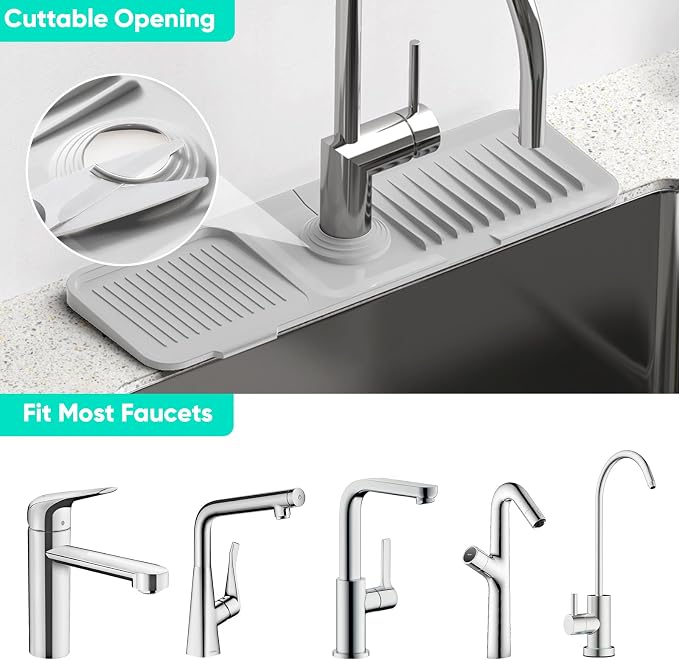 17.7'' Faucet Mat for Kitchen Sink Kitchen Sink Splash Guard Silicone Sink - Image 5