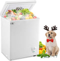Chest Freezer 3.5 cu ft Small Deep Freezer Mini Freezers Free-Standing Top Door Freezer Removable Basket and Adjustable 7 Thermostat for Garage Apartment Kitchen White