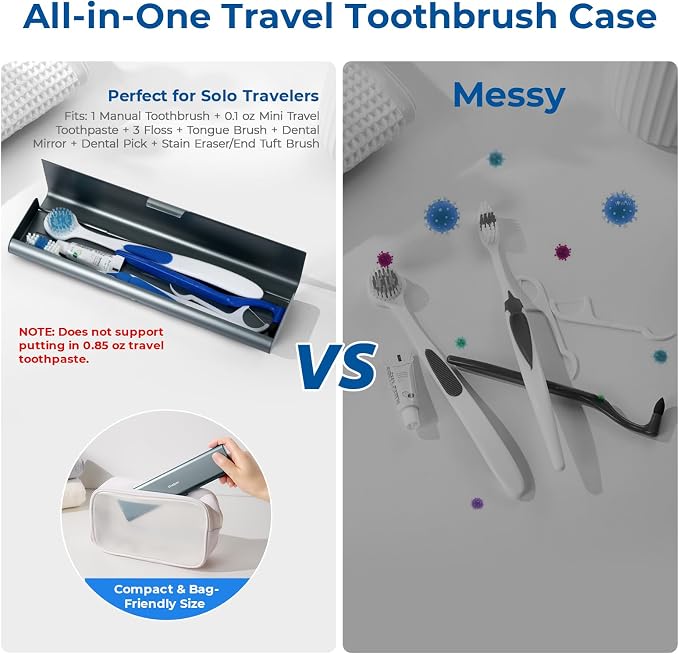Wider Aluminum Toothbrush Travel Case, Portable Travel Toothbrush Holder - Image 3