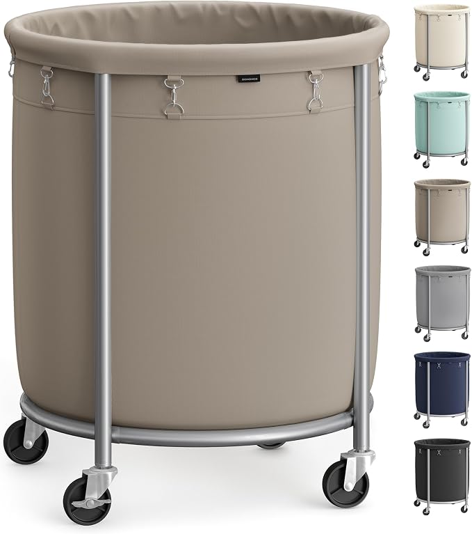 SONGMICS Laundry Basket with Wheels, Steel Frame, Removable Bag by Unknown