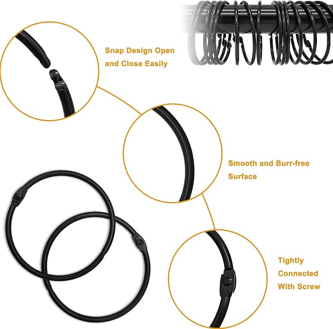 Shower Curtain Hooks Rings, Glide Smoothly Round Shower Rings - Image 3