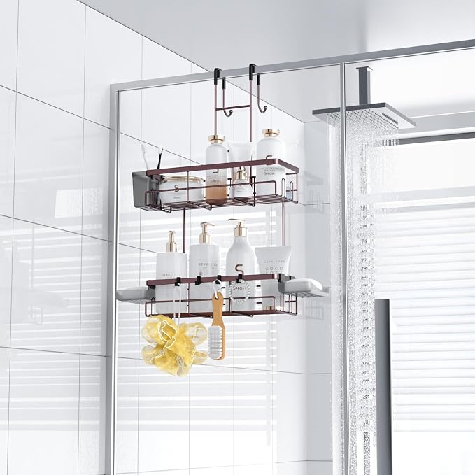Over the Door Shower Caddy Hanging: No Drill Rustproof Shower Organizer - Image 6