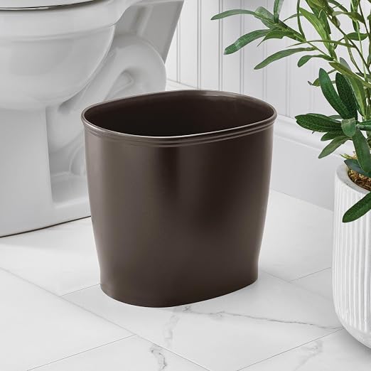 iDesign Slim Plastic Bathroom Trash Can, Bronze | Small Garbage Bin, - Image 3