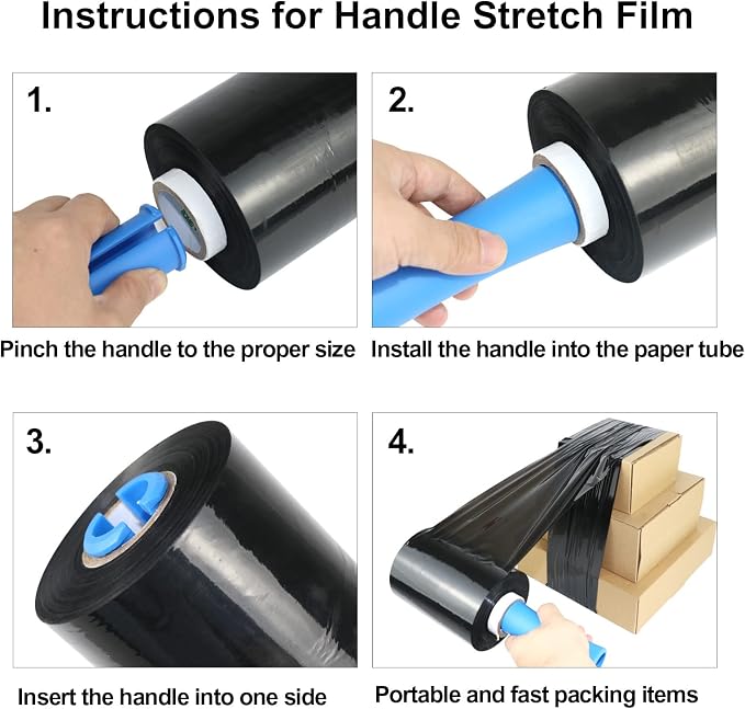 BOMEI PACK Mini Black Industrial Stretch Wrap Film 2 Pack 5" x 1000ft Roll - Image 5