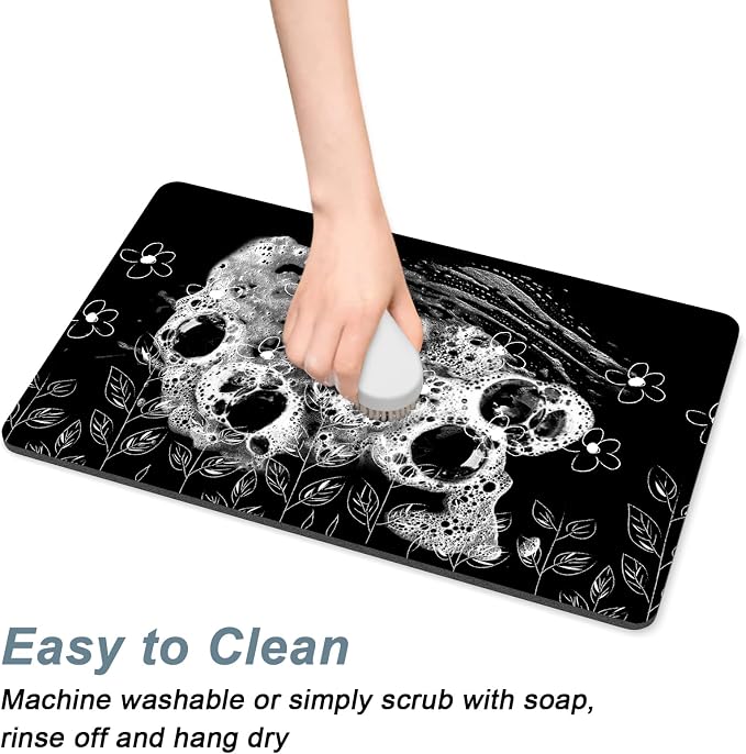 Rnivvi Coffee Mat, Hide Stain Rubber Backed Absorbent Dish Drying Pad - Image 5