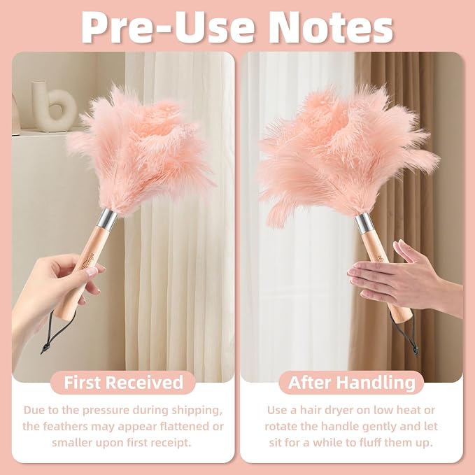 Pink Ostrich Feather Duster for Cleaning - Image 4
