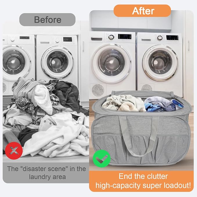 Collapsible Laundry Baskets, Tear Proof Pop Up Laundry Hamper - Image 4