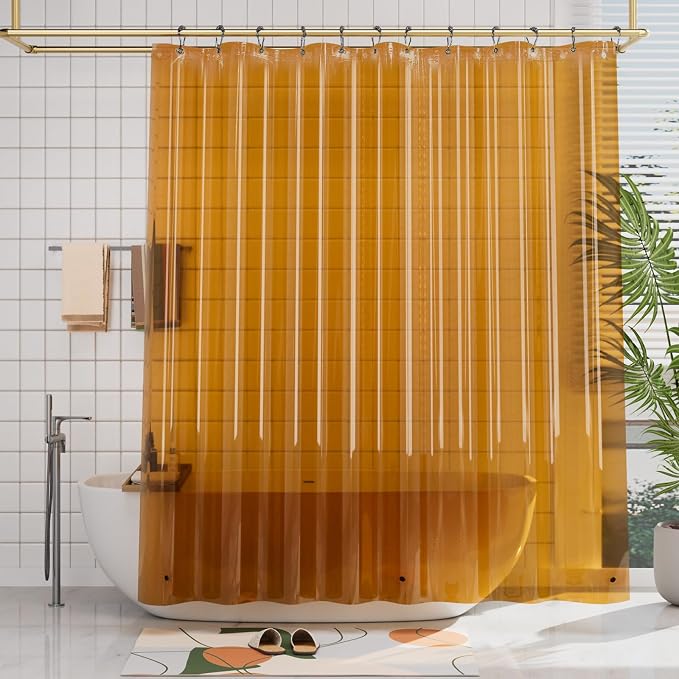 AmazerBath Shower Curtain Liner, 72x72 Transparent Orange Shower Liner - Image 8