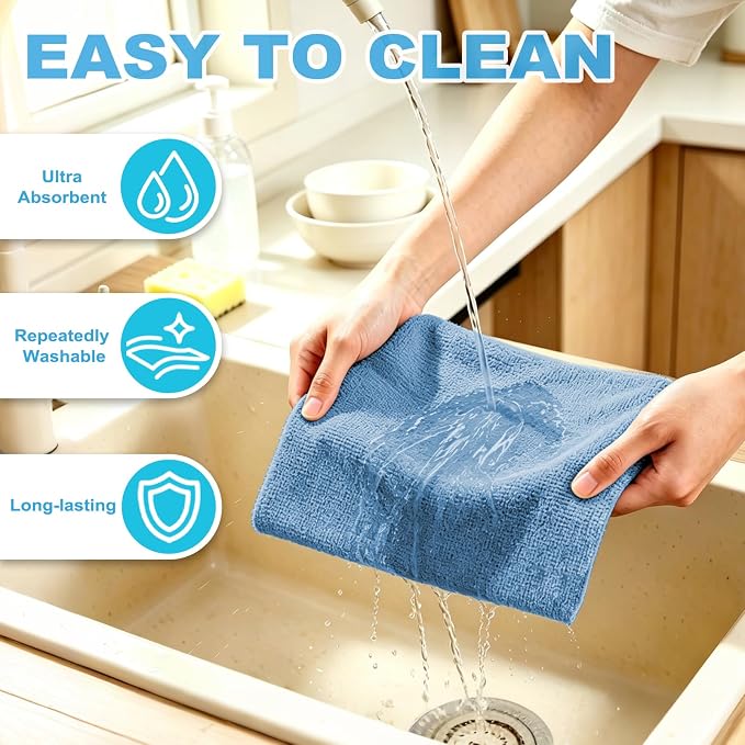 Puomue 55 Pack Microfiber Cleaning Cloth Roll, Tear Away Reusable Towels - Image 6
