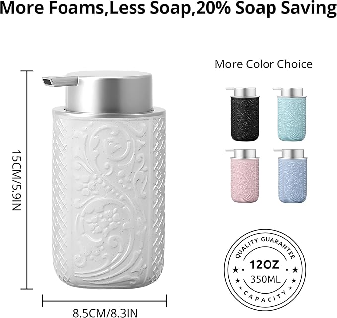 Ceramic Beige Foaming Soap Dispenser, 12OZ/350ML Empty Foam Hand Soap Dispenser - Image 6